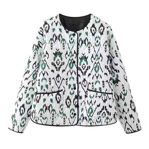 Floral Quilted Jacket for Women Clearance Boho Printed Puffer Coat Lightweight Ladies Autumn Jackets Outdoor Casual Quilted Coat Outerwear Cardigan Sale