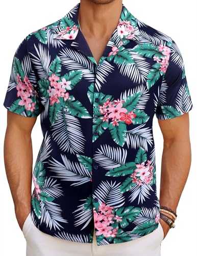 COOFANDY Men's Hawaiian Shirts Short Sleeve Summer Funky Casual Beach Holiday Shirts Regular Fit