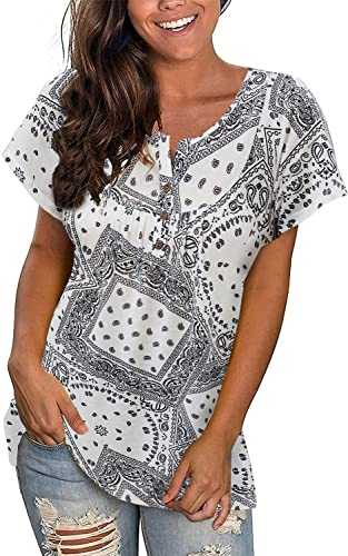 Xpenyo Women Henley Shirts V Neck Blouse Button Up Tunic Casual Tops