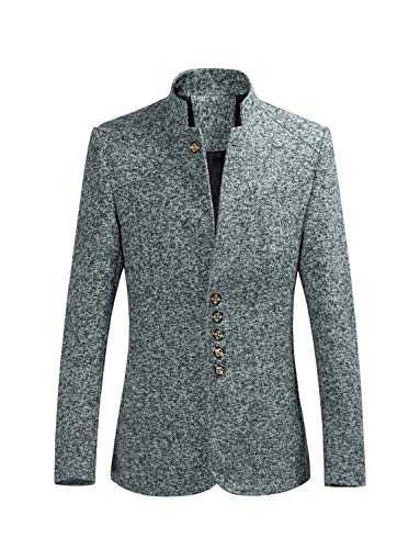Mens Wool Blazer Slim Fit Tweed Suit Jacket Short Type Chinese Style Chic Outwear Jackets