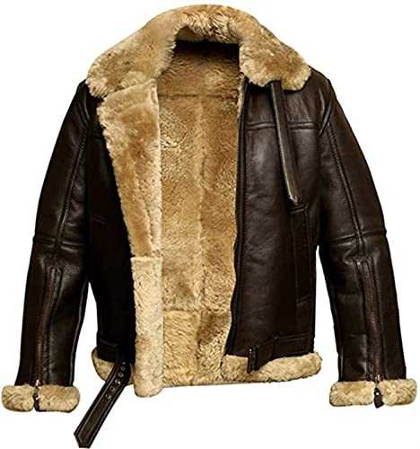 B3 Aviator WWII Men's Leather Jacket, Shearling Sheepskin Bomber Pilot Style, Authentic WW2 Flying Cockpit Bomber Jacket