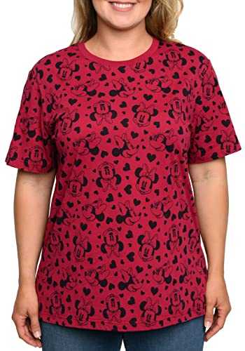 Disney Womens Plus Size T-Shirt Minnie Mouse Print (Cranberry
