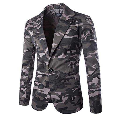 Military Jacket Men Camo | Mens Sports Jackets Smart Casual Blazer Comfortable Lounge Jacket Slim Fit Formal Jackets Lapel Single-Breasted Jacket V Neck Suit Jacket Multi-Pocketed Dinner Jacket