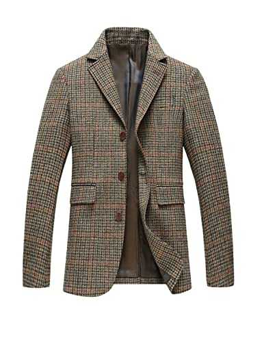 Lacoac Men's Wool Blend Coat Notch Lapel Single Breasted Overcoat Warm Winter Trench Jacket