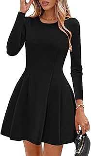 Women's Sexy Mini Dress Crew Neck Long Sleeve Short Dress Elegant Party Dresses High Waist Wrap Bodycon Dresses Slim Fit A Line Swing Going Out Party Evening Clubbing Cocktail Attire