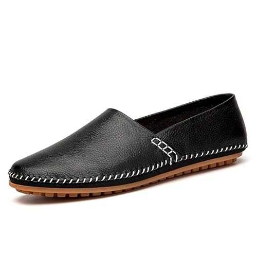 New Mens Loafers Round Toe Solid Color Faux Leather Loafer Shoes Resistant Comfortable Flexible Fashion Outdoor Slip On