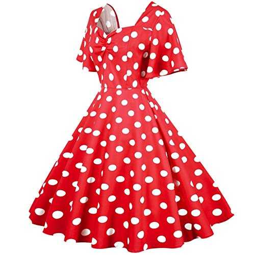 Zhsxertwy Spring Dresses for Women UK Short Sleeve Dot Mid-Length Retro Polka Dress Hem Women's Travel Hem Women's Dress Knitted Dress for Women Two Piece Suit