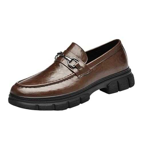UOPYNE Dress Oxford for Men Spanish Leather Comfort Orthopedic Slip-on Plain Toe Business Working Office Non Slip Block Heel Anti-Slip Slip Resistant Shoe