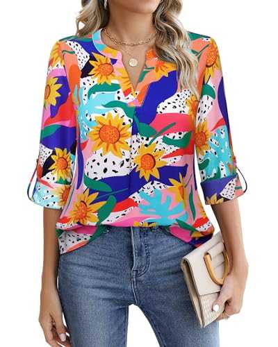 Gaharu Women's Short Sleeve Sleeveless Tunic Pleated Casual Blouse Shirt Top
