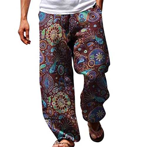 Cocila Mens Pants Casual Versatile All Print Loose Plus Size Fashion Beach Pocket Trousers Elastic for Men Trouser Builders Cargo XXXL Golf
