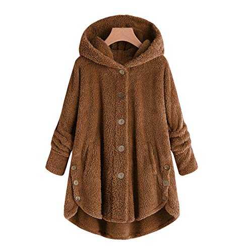 BGFIIPAJG Womens Fuzzy Fleece Coat,Plus Size Soft Warm Pullover Hoodie Sweatshirts Oversized Casual Loose Button Down Pocket Hooded Cardigans Plush Coat Outwear