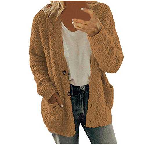 FNKDOR Fleece Coats for Women UK Winter Warm Teddy Fleece Jackets Women's Outdoor 3-in-1 Jackets Full Zip Casual Loose Comfy Soft Fluffy Coat Hooded Overcoat Bed Jackets Ladies Cardigan
