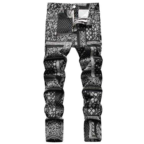 AIYINO Mens All Waist Straight Leg Stylish Denim Jeans, Blue, 32x34
