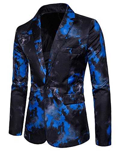 Men Print Fitted Blazer Designer Casual Suit Jacket Coat