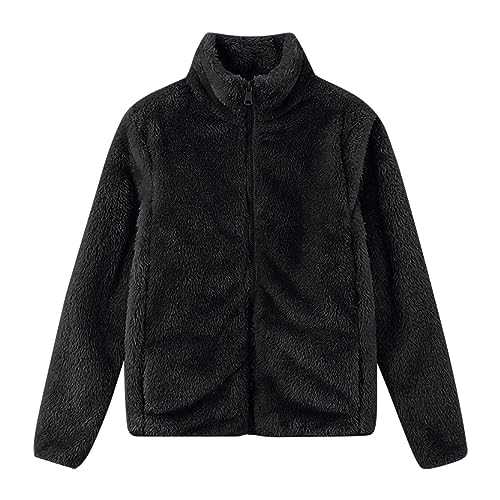 Zeiayuas Fleece Jacket Women UK Sale Clearance Fluffy Teddy Coat Thick Plush Cardigan with Pocket Sherpa Winter Fuzzy Jackets Coats Warm Zip up Overcoat Ladies Plus Size Hoodie Blanket Soft Outwear