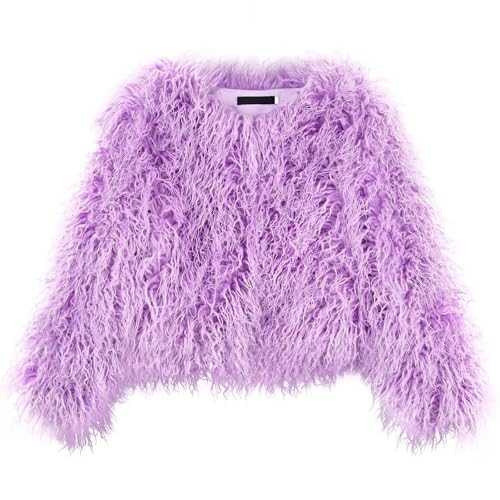 Women's Shaggy Faux Fur Outwear Coat Jacket Long Sleeve Warm Winter