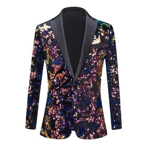 BoShiNuo Men Shawl Lapel Blazer Sequins Suit Jacket Dj Club Stage Singer Clothes Nightclub Blazer Wedding Party Suit Jacket