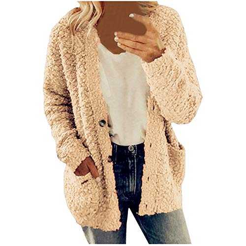 Hoodies for Women Uk Cardigans for Women Uk Open Front Button Cozy with Pockets Warm Cardigans Lounge Fluffy Teddy Fleece Warm Soft Jumper Loose Comfortable Hoody