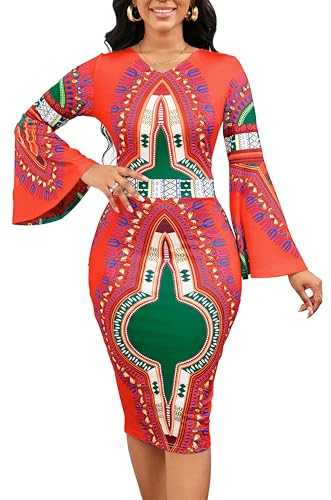 Women Sexy Dresses Bodycon Church 3/4 Sleeve African Print Pencil Party Office Dress Work with Split