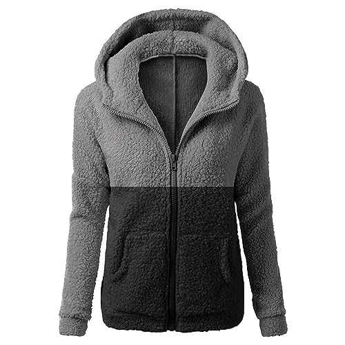 Oversized Sweatshirt Women Sale Clearance Warm Lightweight Shacket Hood Fluffy Jackets Zip Up Plush Oversized Coats Fall Winter Overcoats Oversize Longline Hoodie Chunky Fleece Sweatshirt Jacket