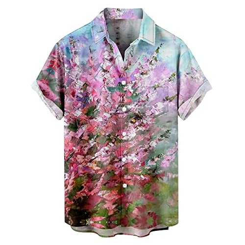 NQyIOS Mens Short Sleeve Floral Shirt Short Sleeve Button Down Beach Shirt Beach Print Casual Party Designer Shirt Very Loud Shortsleeve Unisex Surf Print Summer Lightweight Beach Tops Sexy Tops