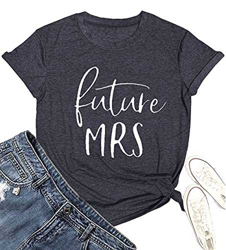 Future Mrs Shirt Women Funny Letter Printed Cute Bridal Wedding T Shirt Casual Short Sleeve Tops