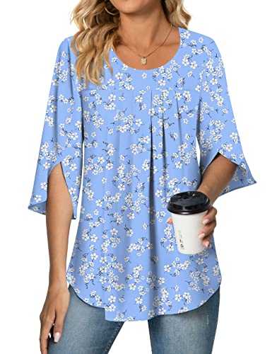 Netsmile Womens Summer Casual Sleeveless Chiffon Tops Pleated Shirt Loose Blouse for Leggings