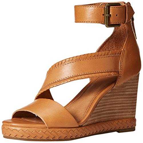 FRYE Women's RIVIANA Feather Wedge Flat Sandal, Camel, 4 UK