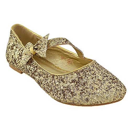 ESSEX GLAM Womens Flat Bridal Shoes Ballet Ladies Slip On Ballerina Dolly Bow Glitter Bridesmaid Pumps Size 3-9
