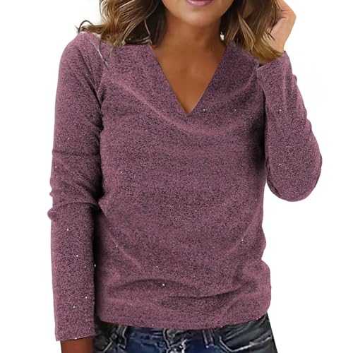 Glitter Tops Women's V-Neck Long Sleeve Top Sexy Glitter Sequins Party Top Large Sizes Fashion Festive Blouses Ladies Wedding