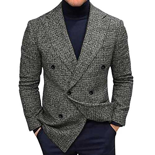 English Blazer - Slim Fit Blazers for Men UK Mens Tweed Blazers Smart Casual Plaid Jackets for Men Check Suit Jacket Plaid Suits Slim Fit Blazer Business Suit Jackets Slim Fit Casual Blazers for Men