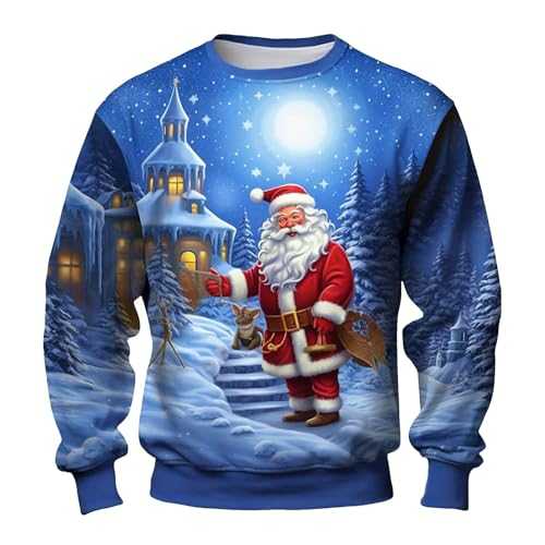 Christmas Jumpers for Men UK, Mens Autumn Winter Casual Loose Knitted Checkered Round Neck Hatless Versatile Long Sleeve Sweater Jacket Ugly Xmas Sweater Funny 3D Printed Adult Jumpers Sweaters