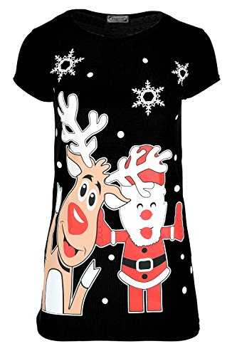 Fashion Star Kids Xmas Rudolph Reindeer Santa Face Tshirt