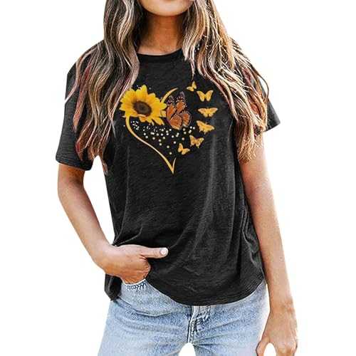 Short Sleeve Casual T-Shirt Women Casual Words Printed Shirts Crew Neck Short Sleeve T-Shirts Tunic Blouse T-Shirt Women's Short Sleeve with Print
