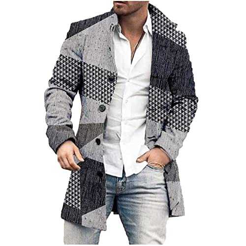 Winter Jackets for Men UK Sale Clearance Short Trench Coat Clearance Wool Winter Peacoats Single Breasted Lapel Casual Smart Business Overcoat Coat Outwear Size 10-20