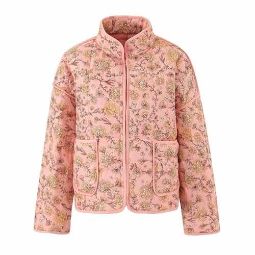 RLEHJN Bed Jackets for Elderly Women Sale Clearance Winter Floral Print Quilted Jackets Cotton Belted Padded House Coat Open Front Cardigans Warm Long Sleeve Outerwear with Pockets Size 8 10 12