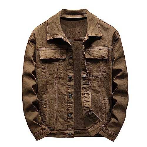Men's Long Sleeve Solid Color Simple Stretch Slim Denim Jacket Water Proof Jacket Mens Construction Jacket Men Mens Lightweight Jacket XXXL Mens Waterproof Jacket