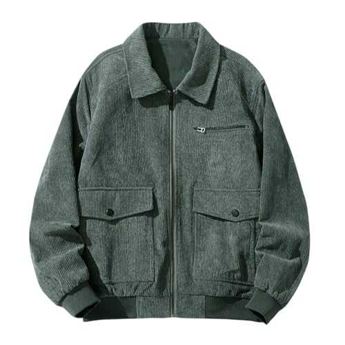 YOUTHUP Mens Corduroy Jacket Regular Fit Bomber Jacket Casual Windproof Vintage Coat