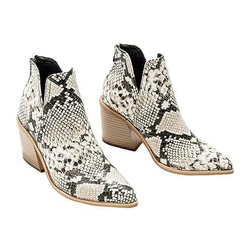 Holibanna Short Chunky Heel Pointed Toe Boots Ankle Boot Shoes Toe High-heeled Booties Autumn Ladies Short Boot Animal Ankle Boots Fashion Boot Women Boot Leopard Upper Material: