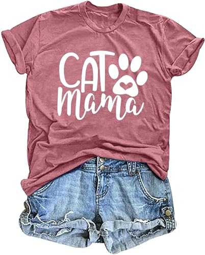 Cat Mama Shirts Women in My Cat Mom Era T Shirt Cat Lover Gift Tops Cute Graphic Short Sleeve Tees