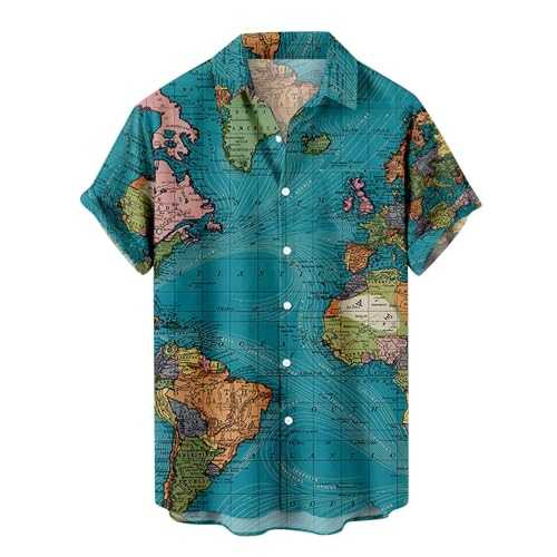 NQyIOS Mens Hawaiian Shirt Funky Short Sleeve Summer Floral Printed Shirts Casual Button Down Tropical Holiday Beach T-Shirts Regular Fit Vacation Tops Vintage Bowling Shirt Cruise Wear