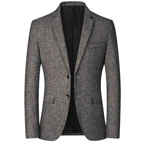 Mens Casual 2 Button Blazer Vintage Wool Tweed Jacket Slim Fit Blazer Jacket Dress Business Wedding Party Coats Oversized Comfortable Sports Coats Solid Colours Long Sleeve Suit Jackets