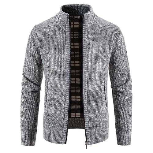 Men's Casual Cardigan Sweaters Full Zip Sweaters Knitted Cardigan with Pockets Wool Blend Coat Men