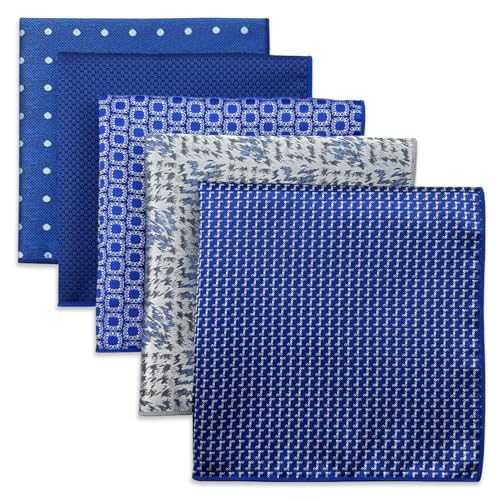 S&W SHLAX&WING 5 Pack Men's Pocket Squares Set 12.6" Formal Handkerchiefs for Suits Weddings Tuxedos Assorted Colors Patterns