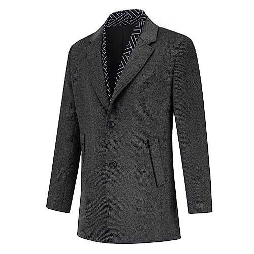 YOUTHUP Men's Grey Wool Coat