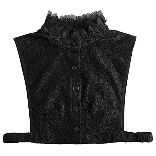 NiceYnn Ruffle Floral Lace Stand Collar for Women Girls, Lace Hollow Out Elegant Women Half Shirt Blouse Top Detachable Fake Collar