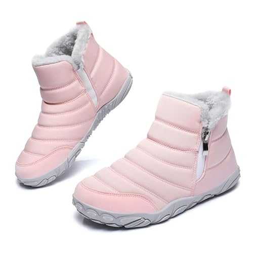 Snow Boots Men Women Winter Ankle Boots Water-Resistant Fur Lined Side Zipper Warm Walking Boots Lightweight Outdoor Anti-Slip Unisex Booties Mid Calf Sport Shoes