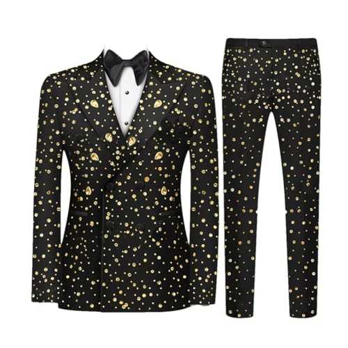 Luxury Crystals Tuxedos for Men Wedding Slim Fit Lapel Blazer Jacket Pants 2 Pieces Groom Suits for Prom