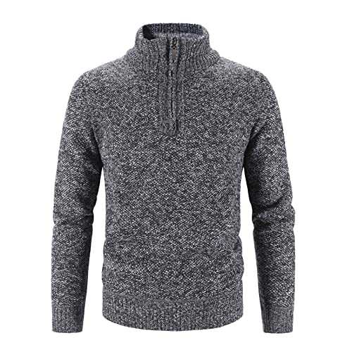 NQyIOS Mens Pullover Zipper Fleece Cardigans Casual Long Sleeve Sweatshirt Lightweight Half Zip Jumper Micro Fleece Tops Sweater Polo Neck Jumpers Fall Stand Collar Pullovers Knitwear Outwear