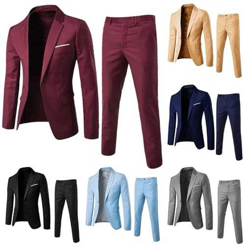 Men's Slim Fit Light Blue Leisure Suit Cotton 3XL 2-Piece Suit Wedding Suit Blazer Tuxedo & Trousers Festival Outfit Wedding Jacket Business Tuxedo Set Men's Suit